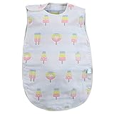 HUHU 6重ガーゼ スリーパー ベビー パジャマ ふわふわ コットン 柔らかい 綿 (ice)