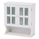 調味料ラック(キッチン収納/スパイスラック) 木製 幅45cm×奥行19cm 扉付き 収納棚高さ調節可 ホワイト(白) 【代引不可】 生活用品 インテリア 雑貨 インテリア 家具 収納家具 その他の収納家具 top1-ds-1629291-