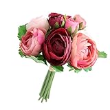 Prettyia 人工フラワー　シルク製　ツバキの花束　ブーケ　花嫁ギフト　結婚ルーム　テーブル　装飾　全4色 - ブルゴーニュ