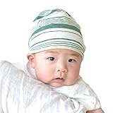 (カジュアルボックス)CasualBox ベビー Linen ボーダー オーガニックコットン ワッチ フリーサイズ 赤ちゃん帽子 charm チャーム(グリーン)