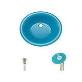 ugm-turquoiseアンダーマウント、つや消しニッケルウォーターフォールガラスバスルームシンク蛇口、とグリッドドレイン