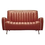 椅子 ソファー　合成皮革 ＰＶＣ　ロックンロールソファ　ＬＶ-2491Ｓ　チェリー色