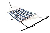 Smart Garden Nantucket Double Quilted Reversible Hammock, Blue Stripe 51324-RBLU [並行輸入品]