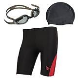 VAXPOT(バックスポット) フィットネス水着 3点セット ゴーグル スイムキャップ VA-5102 BKRD L