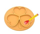 Raymoon ベビー用品　食器　お食事マット 一体式　ランチョンマット ランチプレート シリコン 離乳食 ベビー食器 キッズ 防水　滑り止め　可愛い　出産祝い　贈り物　感温スプーン付き　オレンジ