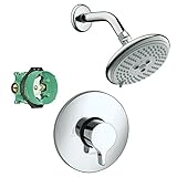 Hansgrohe KS04355-27447PC Raindance E 120 Air 3-Jet Showerhead Kit with PBV Trim, and Rough in Chrom