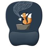 かわいいキツネのマウスパッド 人間工学に基づいたマウスパッド 手首サポート付きマウスパッド 手首サポート ゲーミングマウスパッド 滑り止めPUベース コンピューター オフィス 装飾 デスクアクセサリー