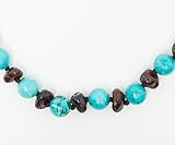 Baltic Amber Baby Teething Necklace - Pop Clasp, Turquoise With Gemstones, 11 - Reduce Drooling And 