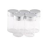 Jarvials12個セット50ML銀色アルミニウム蓋 ガラス瓶，絶妙で美しい DIYホリデーギフト 祝日の贈り物 結婚式の装飾小さな贈り物最良の選択， 適している 収納する 茶の葉 ふんまつ えきたい とうがらし調味料貯蔵し (50CC,