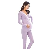 授乳用　パジャマ　肌着　マタニティ　妊婦　レディース　ルームウェア　部屋着　産前　産後　妊娠中 (XXL, パープル)