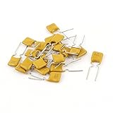 uxcell PPTCリセット可能なヒューズ　 30V 0.9A　ラジアルリード　スルーホール　イエロー　シルバートーン