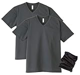 (グリマー)glimmer 半袖 4.4オンス ドライ Vネック Tシャツ 2枚セット マルチカバー付 ダークグレー LL