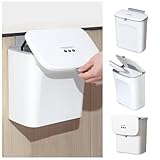 Eyliden 壁掛けゴミ箱 フタ付きゴミ箱 吊り下げゴミ箱 7L ホワイト 大口径 密閉 防臭 スライド式 ごみ入れ板付き 多機能 ホワイト トイレ/キッチン/リビング/バスルーム (7L)