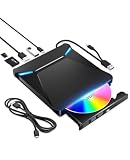 DVDドライブ 外付け【2025革新型・6In1新モデル】 外付けDVDドライブ CD/DVDプレーヤー USB3.0＆Type-C両接続 CDドライブ 外付け 薄型 高速処理 軽量 静音 TFカード/SDカード/CD/DVD取り込み/書き込み可能 デスクトップパソコン対応 Windows 7-11 OS/Mac OS対応 日本語取扱書付き（ブラック）