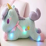 JEWH 発光LEDライトぬいぐるみ ユニコーン ぬいぐるみ ソフトフラッシング 動物のぬいぐるみ ユニコニオ人形 子供の誕生日ギフト グリーン