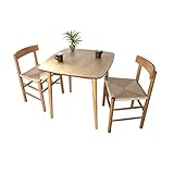 3P　北欧ダイニングテーブル 75㎝ 天然突き板使用+シェーカーチェア2P　ヨーロピアンビーチ材ペーパーコード　NA