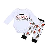 杜屋トヤ　クリスマス　新生児服　ベビー上下セット　Santa is my homeboy　かわいい長袖ロンパース　サンタクロース総柄パンツ　ルームウェア　赤ちゃん　プレゼント　0-18M