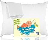 BABY DREAMS Toddler Pillow + Pillowcase White 13x18 100% Hypoallergenic Soft Cotton Made in USA [並行輸