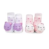 【日本正規品】 ワドル (WADDLE) ラトルソックス ねこちゃん ホワイト/ピンク2足セット 100511