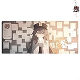 原 マウスパッド 胡桃 ゲーミングマウスパッド 非スリップ天然ゴム底 キャラクタープリント プレイ体験を向上 オフィス 家庭用 プレゼントに 無料キーホルダー付 30×80cm