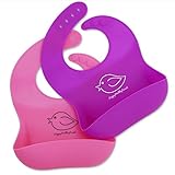 食事用 防水 シリコンビブ 6か月～6才 2枚組 (ピンク＆パープル) [並行輸入品]