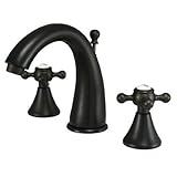 Kingston Brass KS2975BX English Country Widespread Lavatory Faucet, Buckingham Cross Handle, Oil Rub