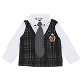 ★☆メンズクラブミニMen'ｓ Club Mini☆★カットソーベストと<br>オックスフォード素材シャツの見せかけトップス（タイつき）80cm：90cm：95cm (90cm, ブロックチェック)