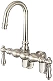 Water Creation F6-0015-02-PL Vintage Classic Adjustable Spread Wall Mount Tub Faucet with Gooseneck 