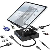 USB C ハブ アダプタ 10-in-1 ドッキングステーション USB ハブ Type-C 変換アダプタ スタンド一体型 【 3つのUSB3.0/ 4K HDMI/ 1080P VGA/PD 100W/ 1Gbpsイーサネット/ TF&SDカード/ 3.5mm】 MacBook/ChromeBook/SurfaceなどUSB C デバイス対応 テレワーク リモート 在宅勤務 (ブラック)