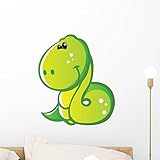 Wallmonkeys wm53182キュートベビーグリーンCartoon Snakeピールとスティック壁デカール 18"H x 15"W - Small GEN-16418-18