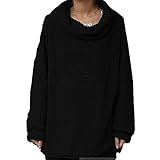 （ハナハナ) HANAHANA ゆったり サイズ M L 2L 3L 小顔 体型カバー プルオーバー マタニティ にも ハイネック パーカー 長袖 セーター レディース 軽い i042 (M, ブラッ