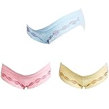 Cozy Maker（C&M）マタニティショーツ ローライズ 下着 妊婦 パンツ インナー レース 3枚セット (XL, ブルー+ピンク+イエロー)