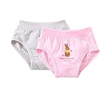 2個の通気性ソフト赤ちゃん下着パンティー、ライトグレー+ピンク、2歳から3歳