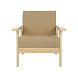 Home-Like ソファ ファブリックソファー リビングソファ ダイニングソファ 北欧風 天然木フレーム 組み立て式 ナチュラル おしゃれ かわいい ボタン 木脚 木製フレーム シンプル  (1人掛け, カーキ)
