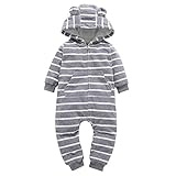 (プタス)Putars ベビー服 子供服 ロンパース フリース 厚手 女の子 男の子 長袖 総柄 ストライプ柄 可愛い 秋 冬 新生児 歩行服 出産お祝い 記念日 プレゼント 6-24ヶ月