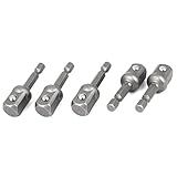 uxcell チャックソケットアダプターセット　インパクトドリル　六角クイックチェンジ　5個　グレー