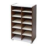 アビライト 日本製 シューズラック プラ棚板 2列 幅55.1 高さ93 ブラウン PLD-57PDB