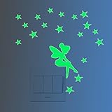 Amaonm 5pcs Removable Vinyl Angel Princess Stras Glow in the Dark Light Switch Wall Stickers Murals 