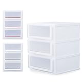 LOWYA (ロウヤ) 収納 収納ケース チェスト 木天板 ハイブリッド天板 色分けプレート付 帯電処理 角丸加工 幅52 3段 透明 クリア おしゃれ 新生活