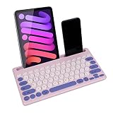 SMART SPACE ワイヤレスキーボード Bluetooth タブレット用キーボード スマホ用 スタンド機能付き 4台デバイス同時接続可能 かわいいキーボード 充電式 小型 コンパクト 携帯便利 在宅勤務/オフィス用 Mac/IOS/Android/Windows対応 (パープル)