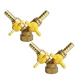 Aopin3ウェイボールバルブ真鍮G 1/2" めねじ x 11mm / 9/20" ホースバーブ x 11mm / 9/20" ホースバーブバルブ水、油、ガスの液体を遮断、ビニールハンドル付き、に適しPEX、銅、HDPE2 個