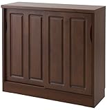 天然木アルダー材 カウンター下収納引戸 幅90cm ダークブラウン TE-0034