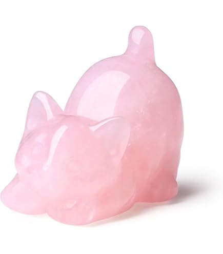 Amazon.co.jp: QINJIEJIE ローズクォーツ 猫の装飾 ピンク