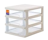 サンコープラスチック 小物収納3段 ストッキー 幅31.4×奥40.5×高31.3cm ソフトベージュ