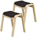 山善(YAMAZEN) 2脚組 曲げ木 スタッキング スツール ブラウン YCF406(NA/BR)#2