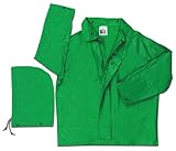 MCR Safety 388JL Dominator PVC/Polyester Jacket with Detachable Drawstring Hood, Green, Large by MCR