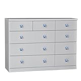 アルファタカバ ディズニー家具シリーズ セレクトミッキー 120cm幅4段ホワイト 取っ手北欧アクアブルー