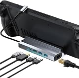 Steam deck用ドック 5-in-1 Steam Deckドッキングステーション、Deckのドッキング 、Steam Deck Dock 多機能Stream deck TVドックステーション【HDMI 2.0 ポート4K @ 60Hz、LAN ポート1000Ⅿbps、 USBポート×2、 Type C 100W 急速充電ポート】スチームデックドック対応- (グレー)