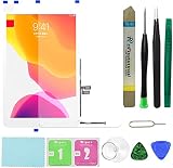 iPad 7 第7世代2019(A2197 A2198 A2200)/iPad 8第8世代10.2インチ(A2270 A2428 A2429 A2430)交換用スクリーンデジタイザー交換 (LCDは含まれません)ホームボタン付き+フィルム + プリインストール接着剤 + ツールセット(ホワイト)