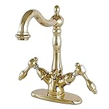 Kingston Brass KS1432TAL Kingston Brass Tudor 4 in. Center Lavatory Faucet With Brass Pop-Up